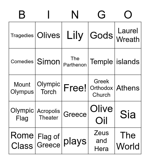 Review on Greece Bingo Card
