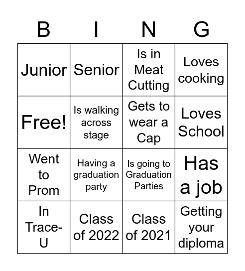 Graduation Bingo!!! Bingo Card