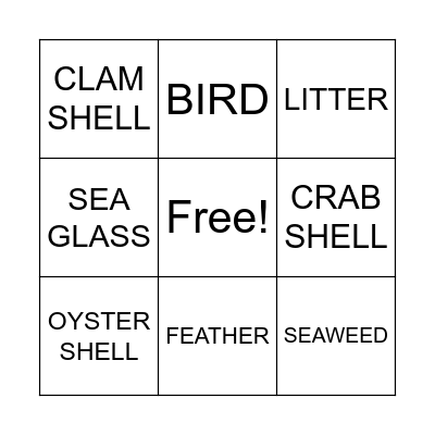 BEACH BINGO Card