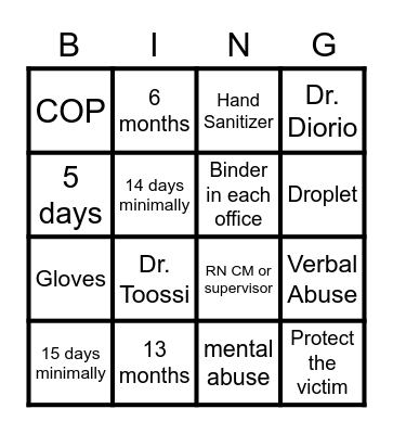 Survey Prep Bingo Card