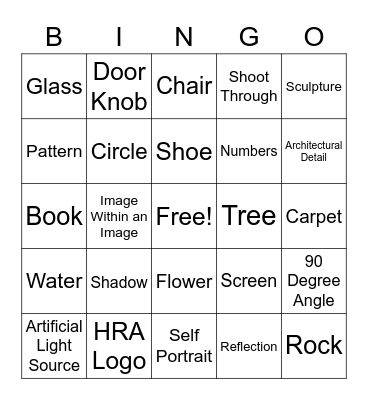 Photo Challenge Bingo Card