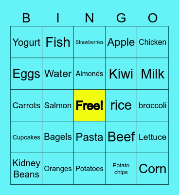 The Canadian Food Guide Bingo Card