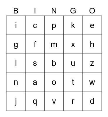 Alphabet Bingo Card