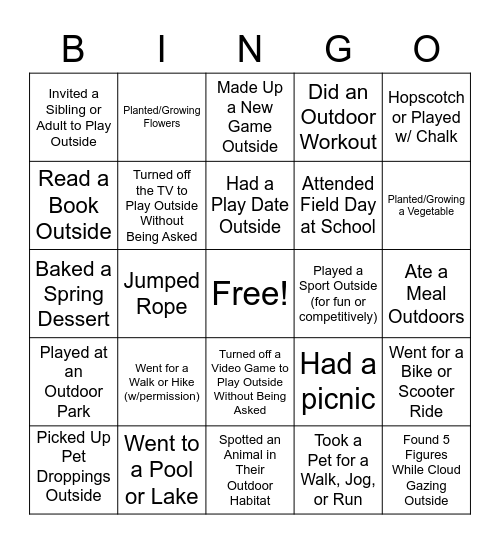 Souza Spring BINGO Card