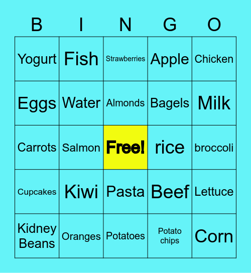 The Canadian Food Guide Bingo Card
