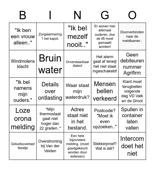 De grote SMC dinsdag bingo Card