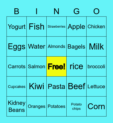 The Canadian Food Guide Bingo Card