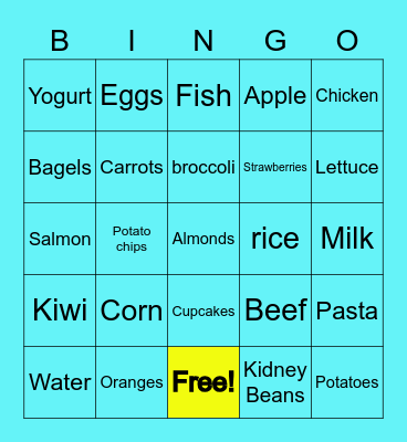 The Canadian Food Guide Bingo Card