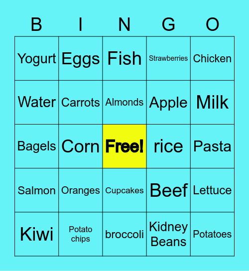 The Canadian Food Guide Bingo Card