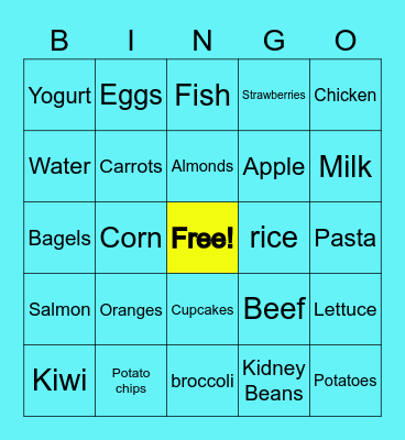 The Canadian Food Guide Bingo Card