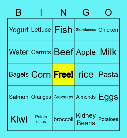 The Canadian Food Guide Bingo Card
