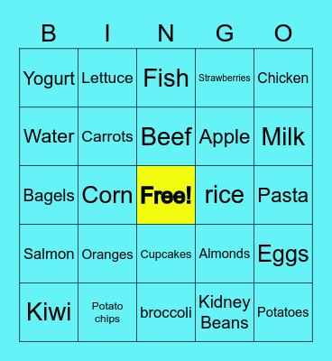 The Canadian Food Guide Bingo Card