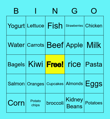 The Canadian Food Guide Bingo Card