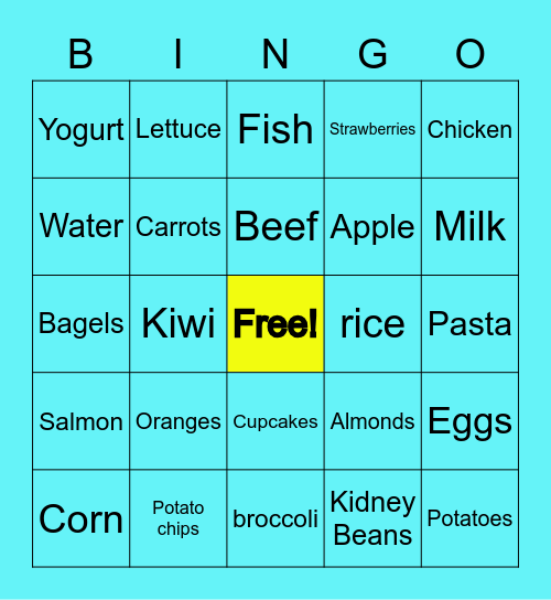 The Canadian Food Guide Bingo Card
