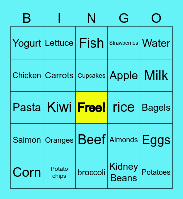 The Canadian Food Guide Bingo Card