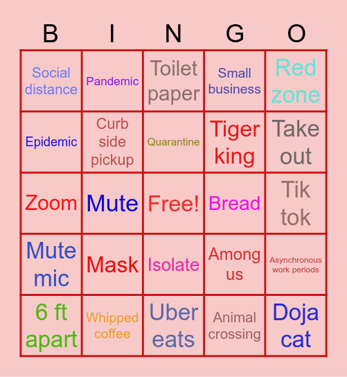 A PREPOSTEROUS PANDEMIC BINGO Card