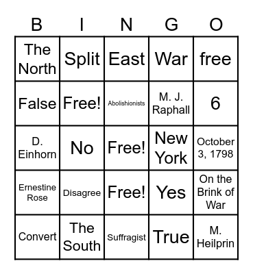 On The Brink Of War Bingo Card