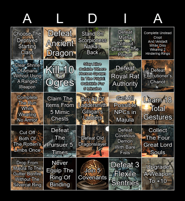 Dark Souls 2 Bingo Card