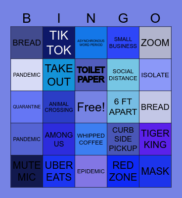 A PREPOSTEROUS PANDEMIC BINGO Card