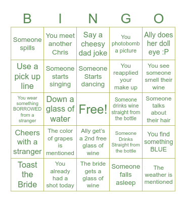 VINO BEFORE VOWS! Ally's Bachelorette Bingo Card