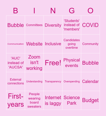 AUCSA BESTIE BINGO Card