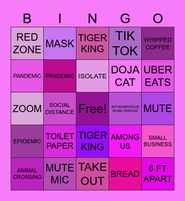 A PREPOSTEROUS PANDEMIC BINGO Card