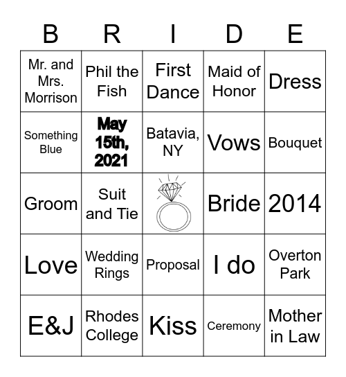 Eilidh's Bridal Shower Bingo Card