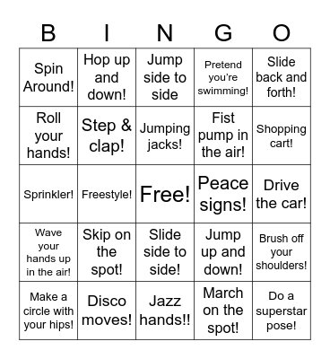 Grade 2 Dance Party!! Bingo Card