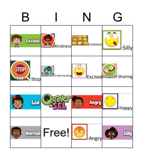 4 by 4 Quaver SEL set 2 Bingo Card