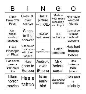 iSGO Speed Friending - Human Bingo Card