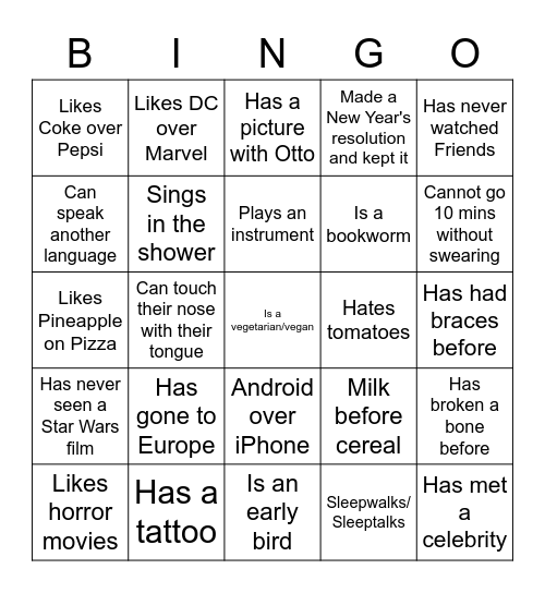 iSGO Speed Friending - Human Bingo Card