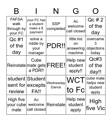 Team Brletich Bingo Card