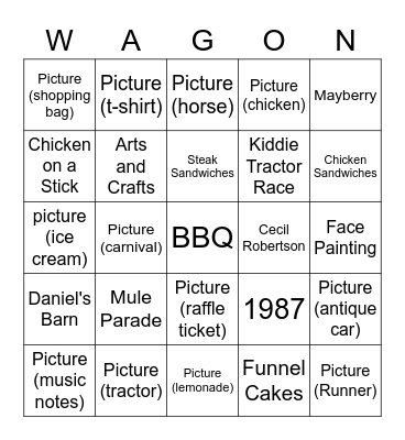 Mule Day / Chicken Fest Bingo Card