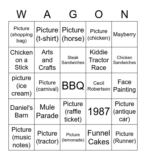 Mule Day / Chicken Fest Bingo Card