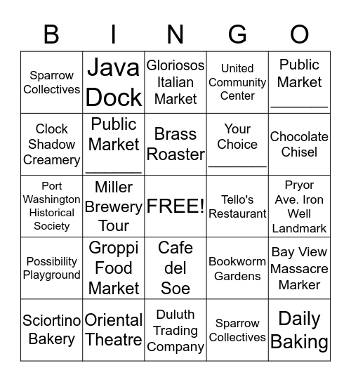 Out and About : Spirit of Communities Bingo Card