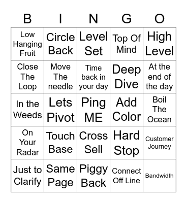 Buzzword Bingo Card