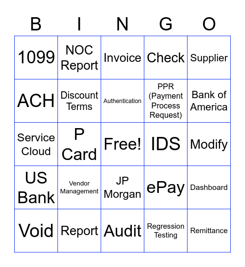 Support Services Bingo Card