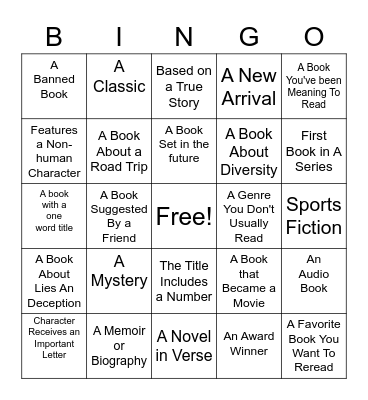 Summer Book Bingo Card