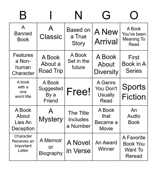 Summer Book Bingo Card