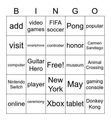 Video Game Hall of Fame Bingo Card