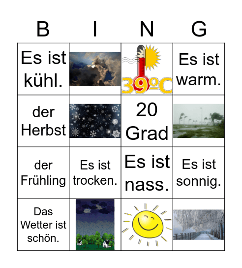 das Wetter Bingo Card