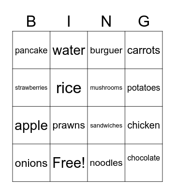 Unit 4- vocabulary Bingo Card