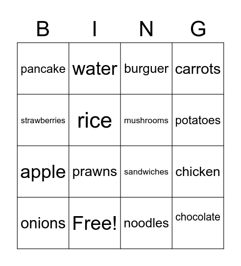 Unit 4- vocabulary Bingo Card