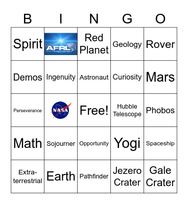 Mars Mania Bingo Card
