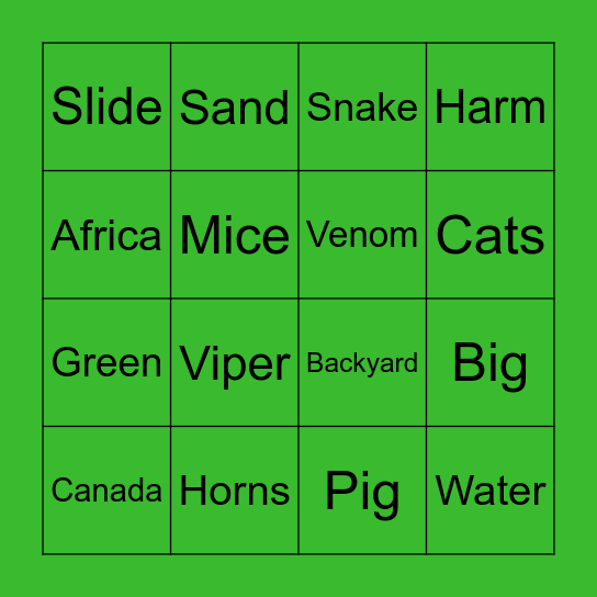 Snake Bingo! Bingo Card