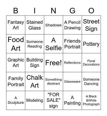 ART Photo Bingo Card Bingo Card