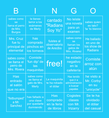 Radians Bingo Card