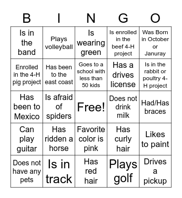 Icebreaker Bingo Card