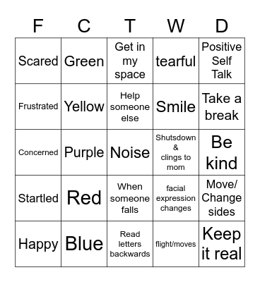 Destini's Bingo Card