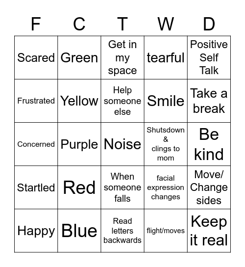 Destini's Bingo Card